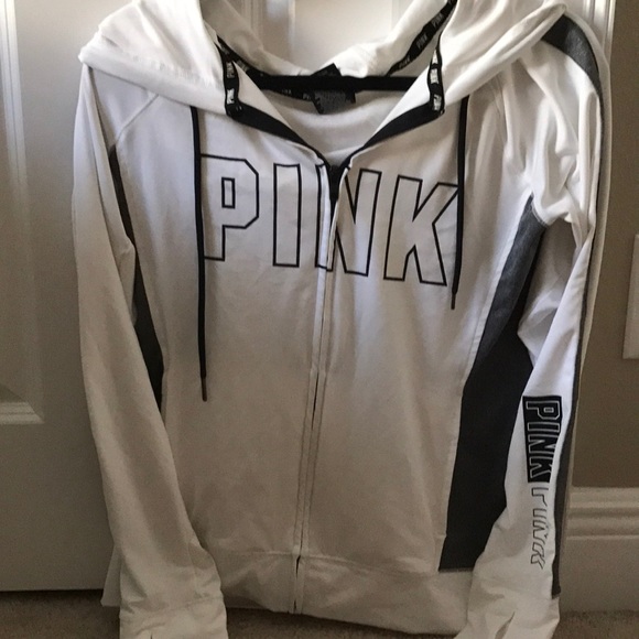 PINK Victoria's Secret Tops - VS PINK White Zip Up Hoodie